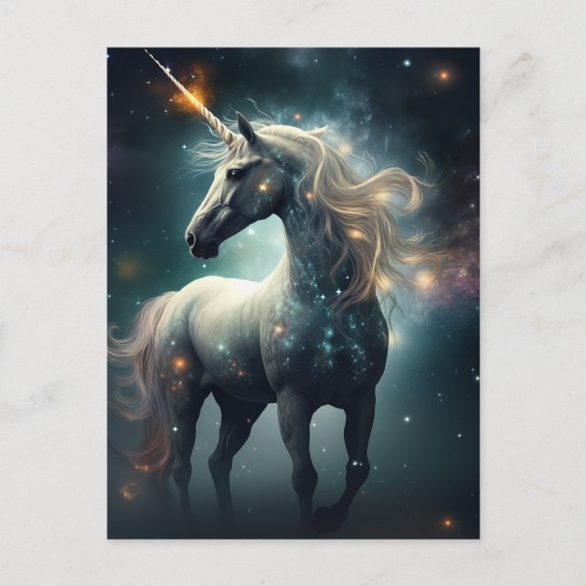 Unicorn Fantasy Art vykort (Framsida)