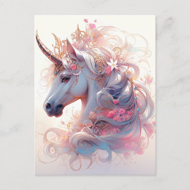 Unicorn Fantasy Art Vykort (Framsida)