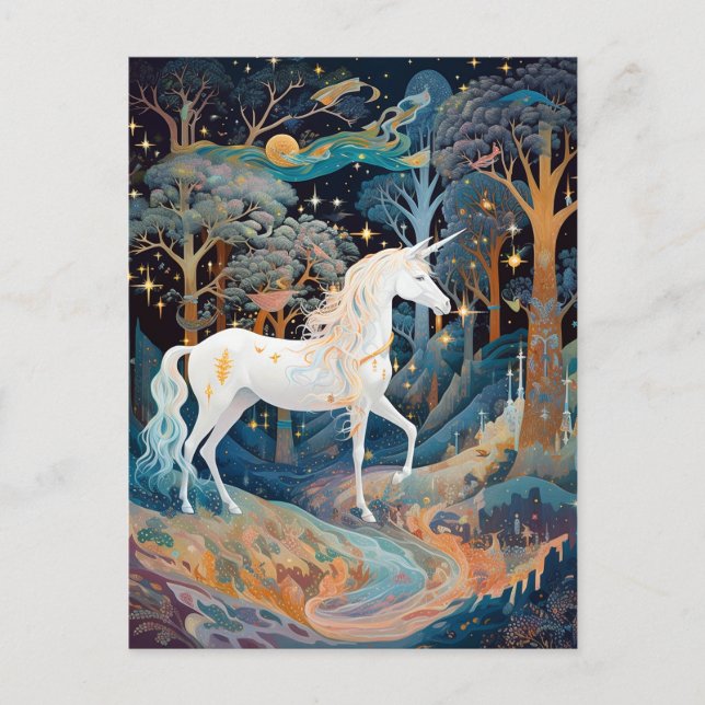 Unicorn Fantasy Art Vykort (Framsida)