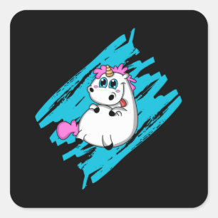 Unicorn Fantasy Cute Animals Fynny Rainbow Gift Fyrkantigt Klistermärke