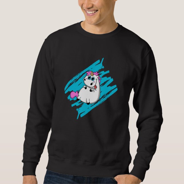 Unicorn Fantasy Cute Animals Fynny Rainbow Gift Lång Ärmad Tröja (Framsida)