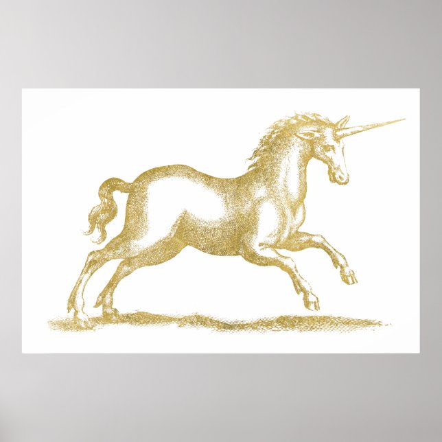 Unicorn Fantasy guld Glitter Poster (Framsidan)
