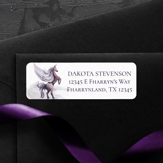 Unicorn Fantasy | Magiska vattenfärgen Adress Returadress Etikett (Skapare uppladdad)