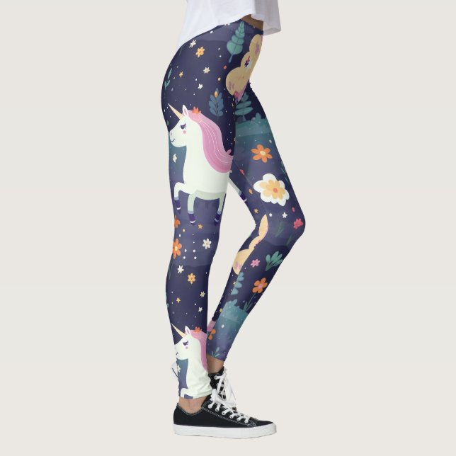 Unicorn Fantasy Mönster Leggings (Höger)