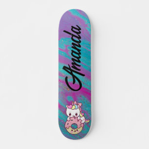 Unicorn färg abstrakt mini skateboard bräda 18,5 cm