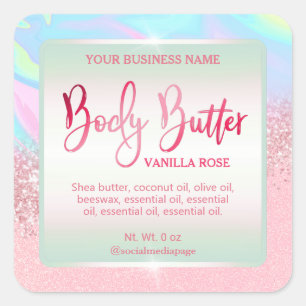 Unicorn Färg Body Butter-etiketter Fyrkantigt Klistermärke