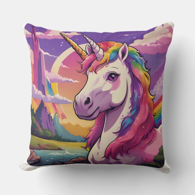 Unicorn Färg Dekorativ kudde (Framsida)