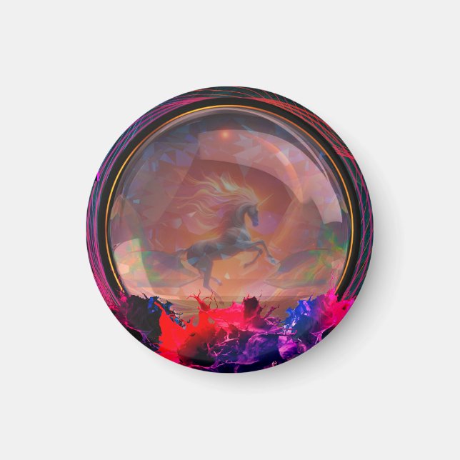 Unicorn färg Stänk Magnet (Framsidan)