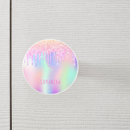 Unicorn färgad glitter droppar flicka knopp
