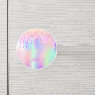 Unicorn färgad glitter droppar flicka knopp