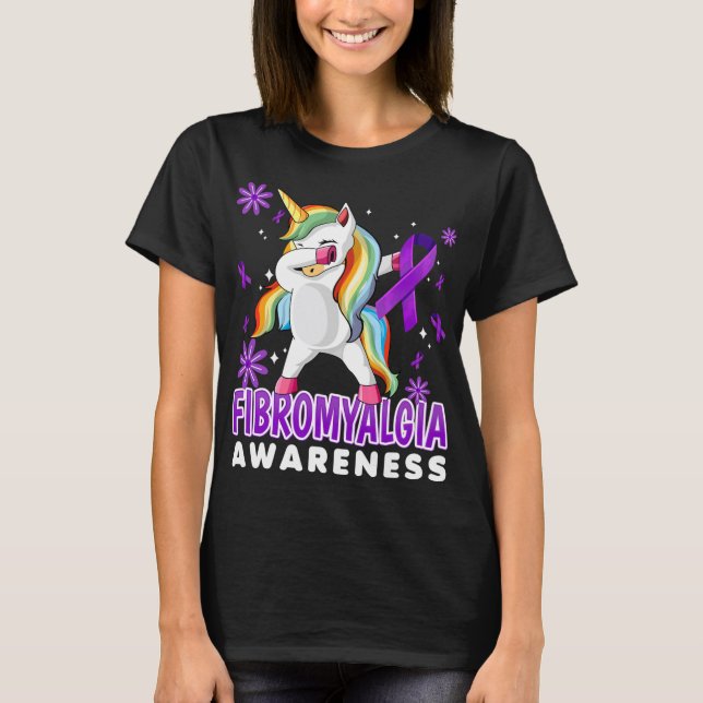 Unicorn Fibromyalgia - Fibro Warrior T Shirt (Framsida)