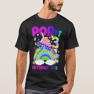 Unicorn Fidget Pop det Birthday Girl 3 T Shirt