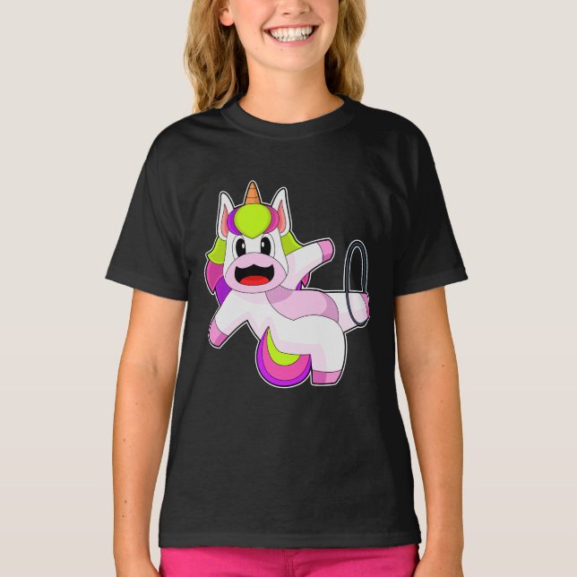 Unicorn Fitness Gymnastics Sports T Shirt (Framsida)