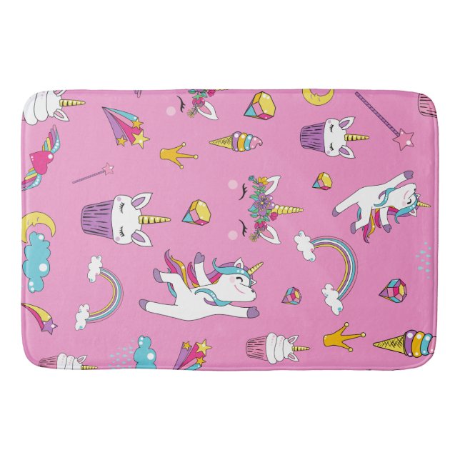 Unicorn Fläkt Klubb mönster Rosa Badrumsmatta (Framsidan)