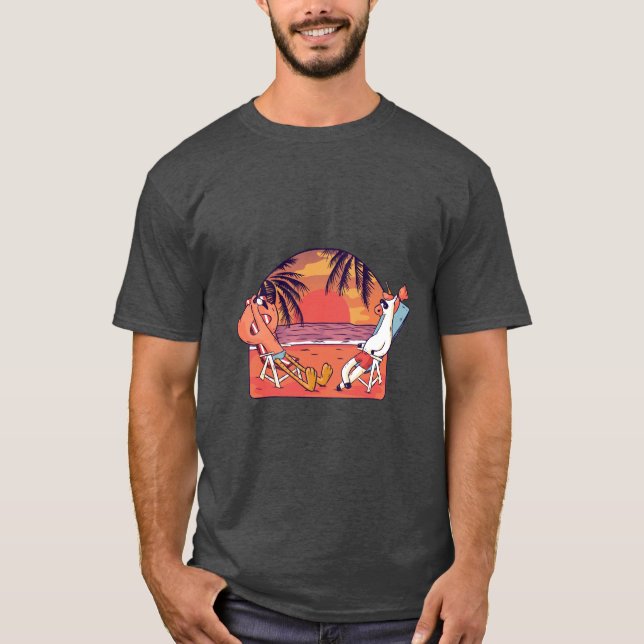 Unicorn Flamingo Beach T Shirt (Framsida)