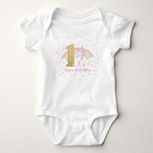 Unicorn Flicka BodyKodräkt En Biet 1:a födelsedag T Shirt