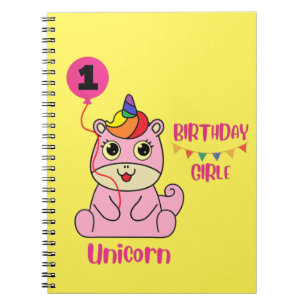 Unicorn-flickfödelsedag Anteckningsbok