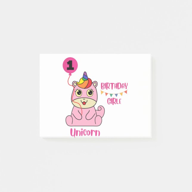 Unicorn-flickfödelsedag Post-it Block (Framsida)