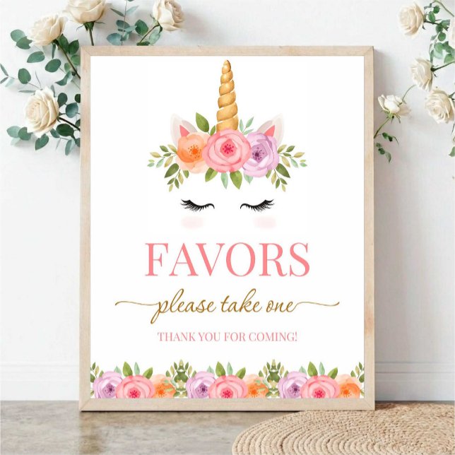 Unicorn Floral Favors Please Take One Poster (Skapare uppladdad)