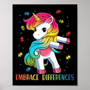 Unicorn Flossing Puzzle Biet Autism Awareness Gir Poster