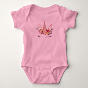 Unicorn Flower Krona Flicka Baby Bodykostydräkt T Shirt
