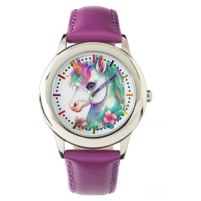 Unicorn & Flowers Armbandsur (Framsida)