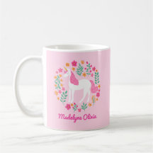 Unicorn Flowers Cute Rosa Personlig Namn