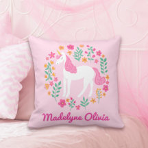 Unicorn Flowers Cute Rosa Personlig Namn