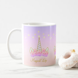 Unicorn Flowers och Stars Kaffemugg