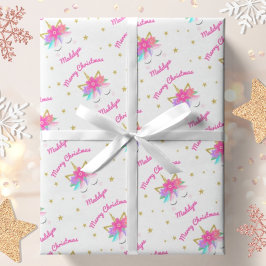 Unicorn Flowers Rosa Personlig jul Presentpapper