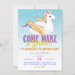 Unicorn Flyter Bassäng sommardag Inbjudningar