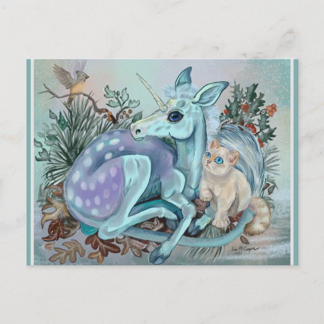 Unicorn Foal Mysigt Cuddles Helg Vykort (Framsida)