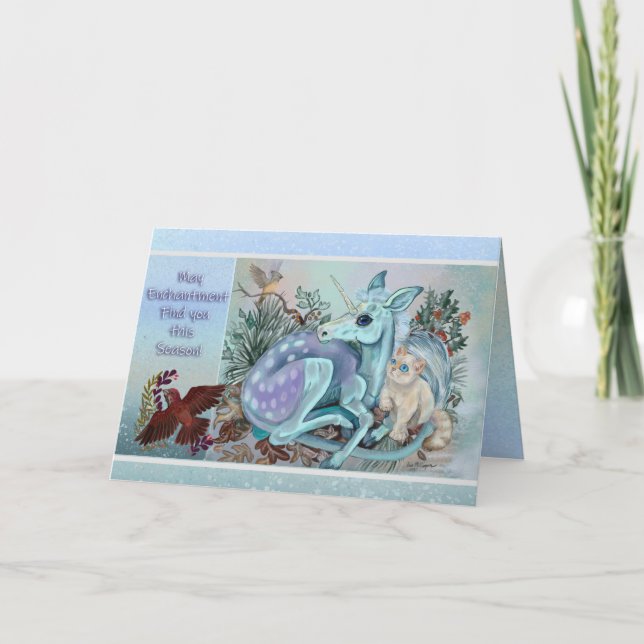 Unicorn Foal Mysigt Cuddles-mappat Helgdag-kort Helgkort (Framsida)