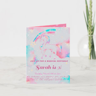 Unicorn-födelsedagsbjudande - mappad inbjudan