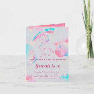 Unicorn-födelsedagsbjudande - mappad inbjudan
