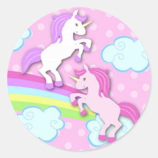 Unicorn Födelsedagsfest Favor Stickers Runt Klistermärke