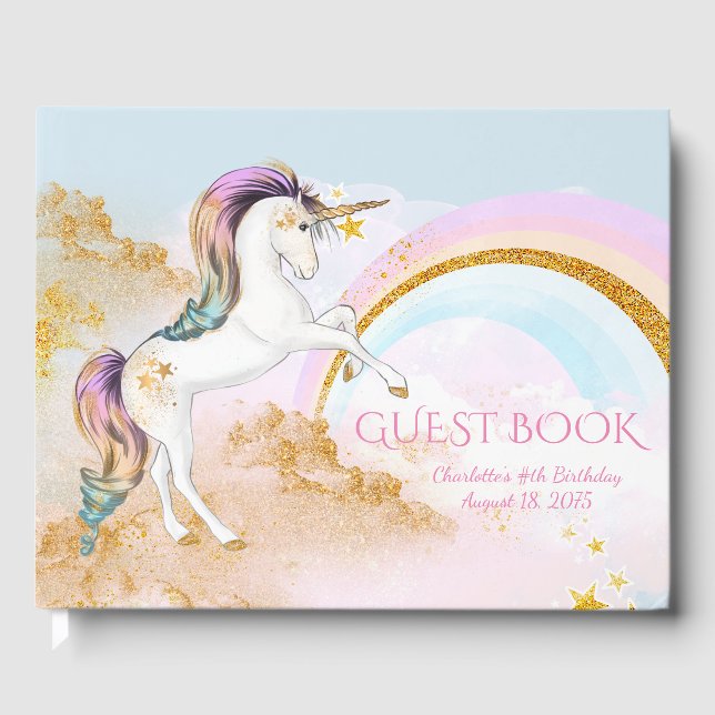 Unicorn födelsedagsfest gästbok (Framsida)