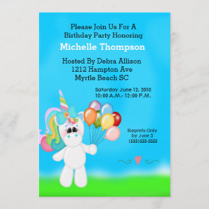 Unicorn Födelsedagsfest inbjudan