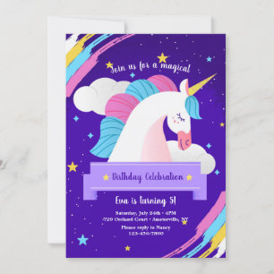 Unicorn Födelsedagsfest inbjudan