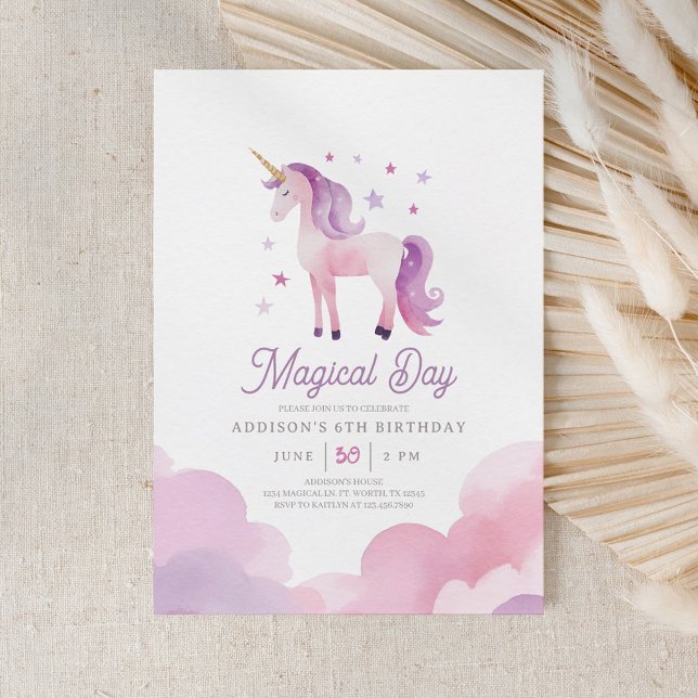 Unicorn Födelsedagsfest inbjudan (Skapare uppladdad)