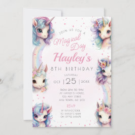 Unicorn Födelsedagsfest inbjudan Magic Day