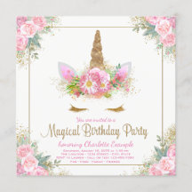 Unicorn Födelsedagsfest inbjudan Unicorn Ansikte