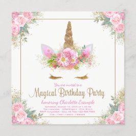 Unicorn Födelsedagsfest inbjudan Unicorn Ansikte