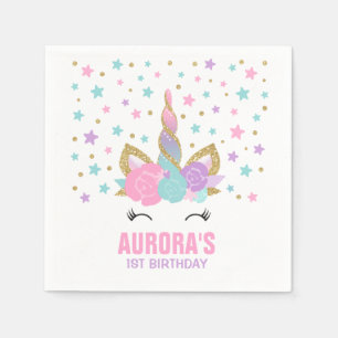Unicorn Födelsedagsfest Napkin Whimsical Unicorn Pappersservett