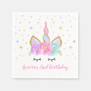 Unicorn Födelsedagsfest Napkin Whimsical Unicorn Pappersservett