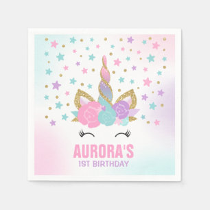 Unicorn Födelsedagsfest Napkin Whimsical Unicorn Pappersservett
