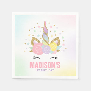 Unicorn Födelsedagsfest Napkin Whimsical Unicorn Pappersservett