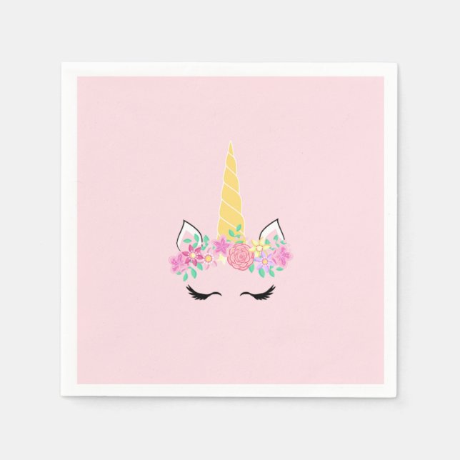 Unicorn Födelsedagsfest Papper Napkins Pappersservett (Framsidan)