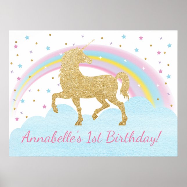Unicorn-Födelsedagsfest Poster bakgrund (Framsidan)