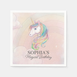 Unicorn födelsedagsfest rainbow party decor pappersservett